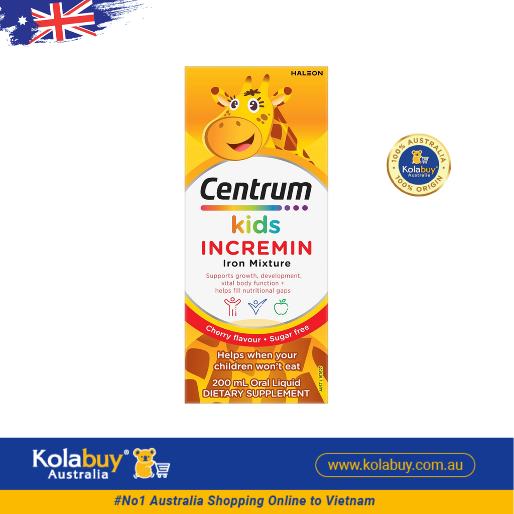 Siro cho trẻ biếng ăn Centrum Kids Incremin Iron Mixture Cherry Flavour 200mL