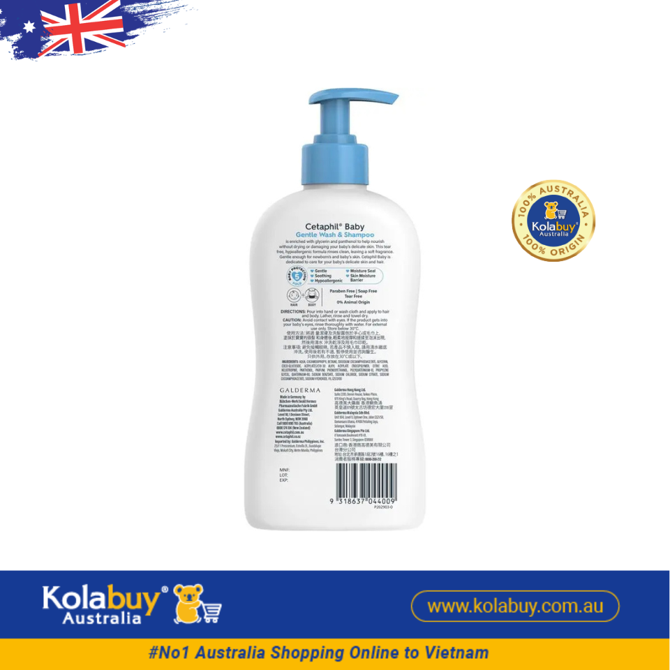 Sữa tắm gội cho bé Cetaphil Baby Gentle Wash and Shampoo 400ml