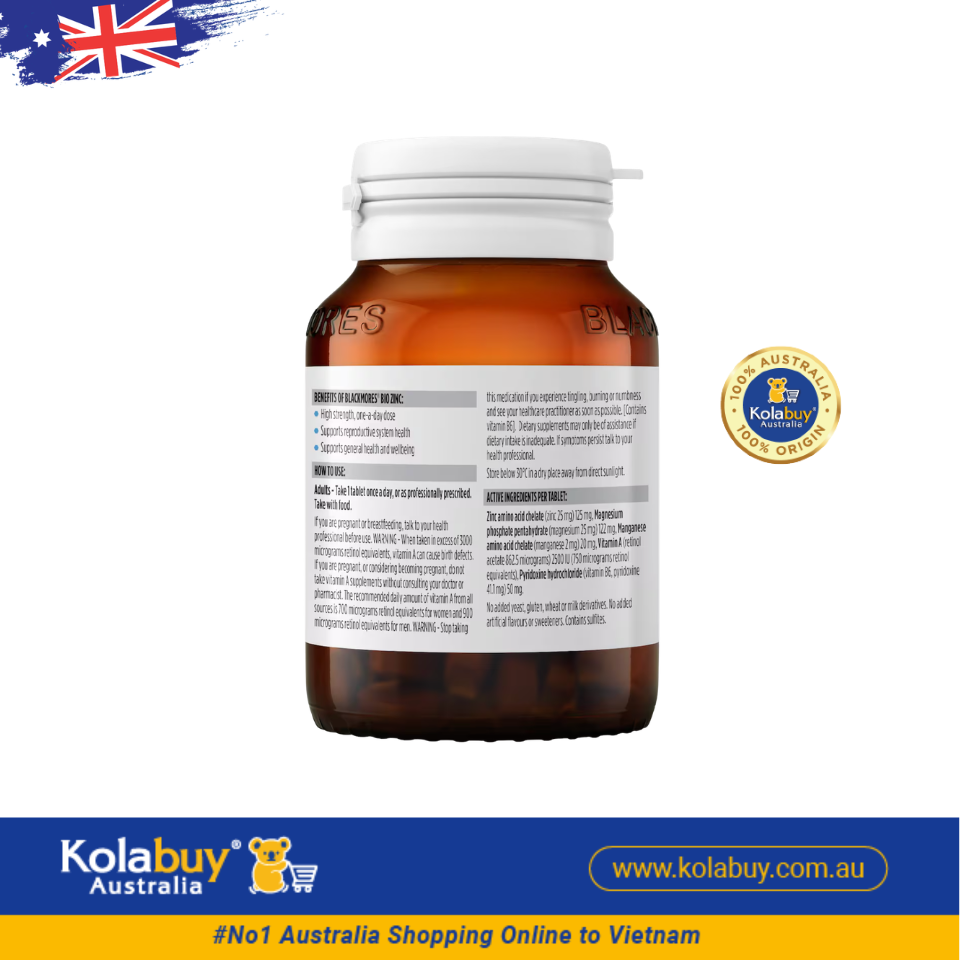 Viên uống bổ sung kẽm Blackmores Bio Zinc 168 viên