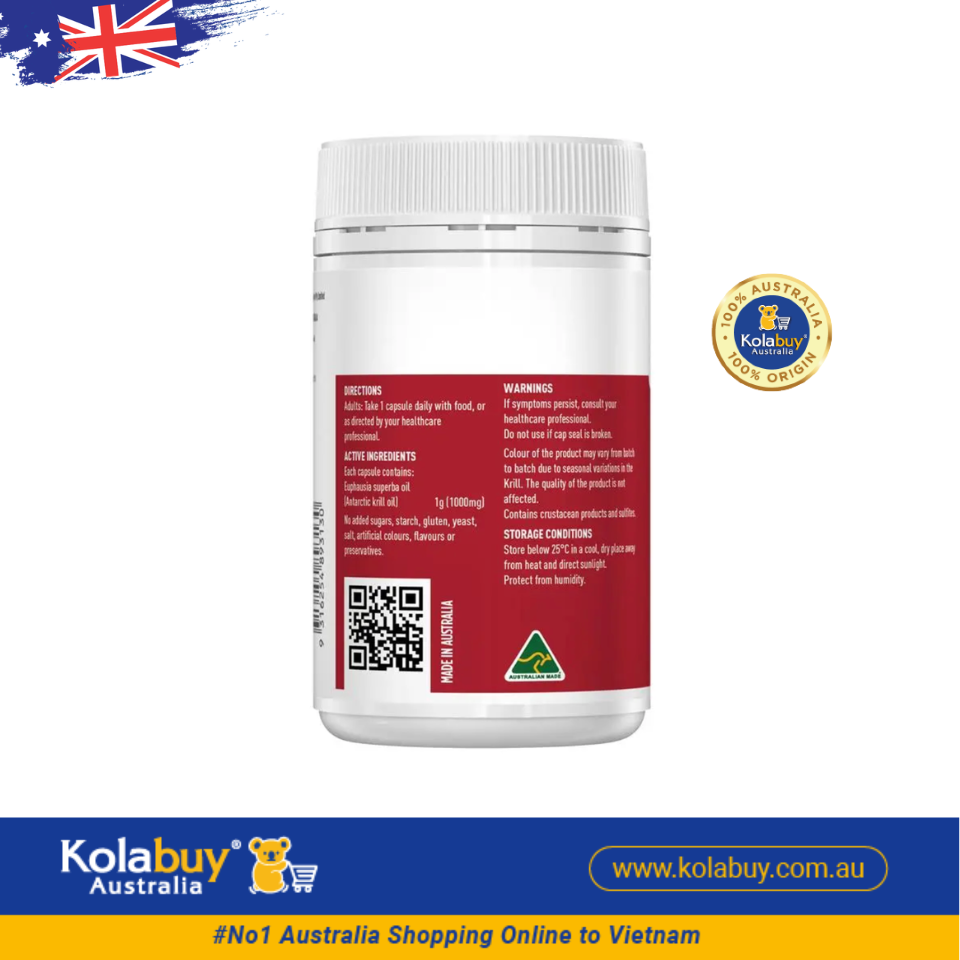 Dầu nhuyễn thể  Healthy Care Wild Krill Oil 1000mg 60 Soft Capsules