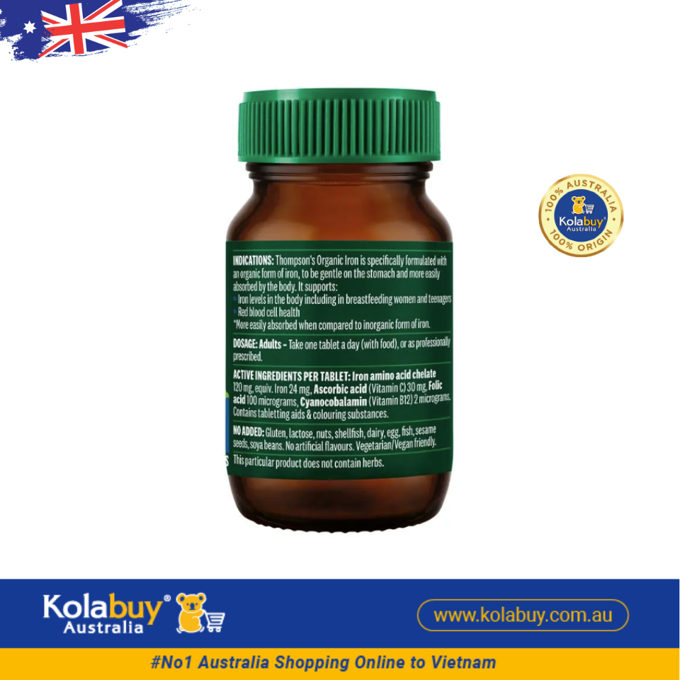 Viên uống Thompson's Organic Iron 24mg 30 viên