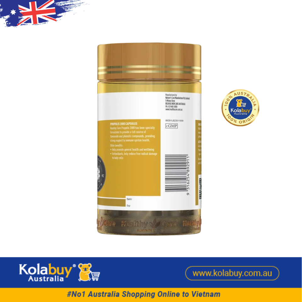 Viên Keo ong tăng đề kháng Healthy Care Propolis 2000 200 viên