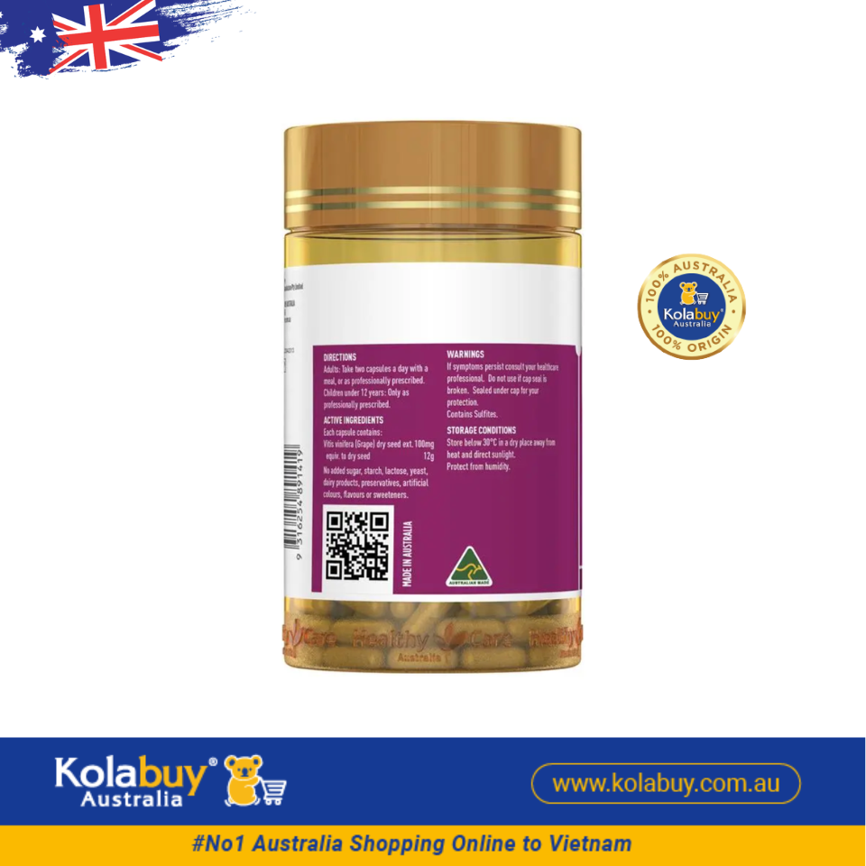 Viên uống bổ máu tinh chất nho Healthy Care Grape Seed Extract 12000 Gold Jar 300 viên