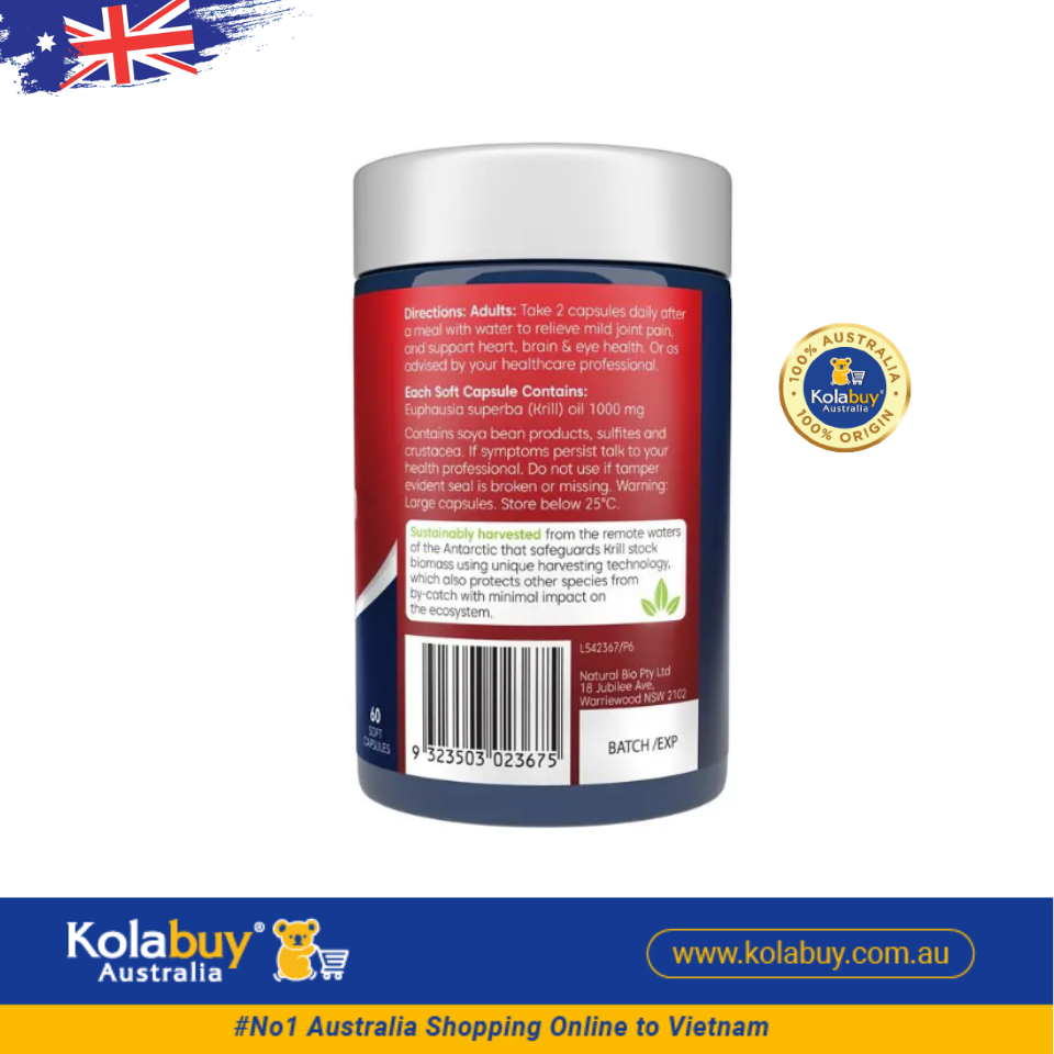 Dầu nhuyễn thể Bioglan Red Krill Oil 1000mg 60 viên