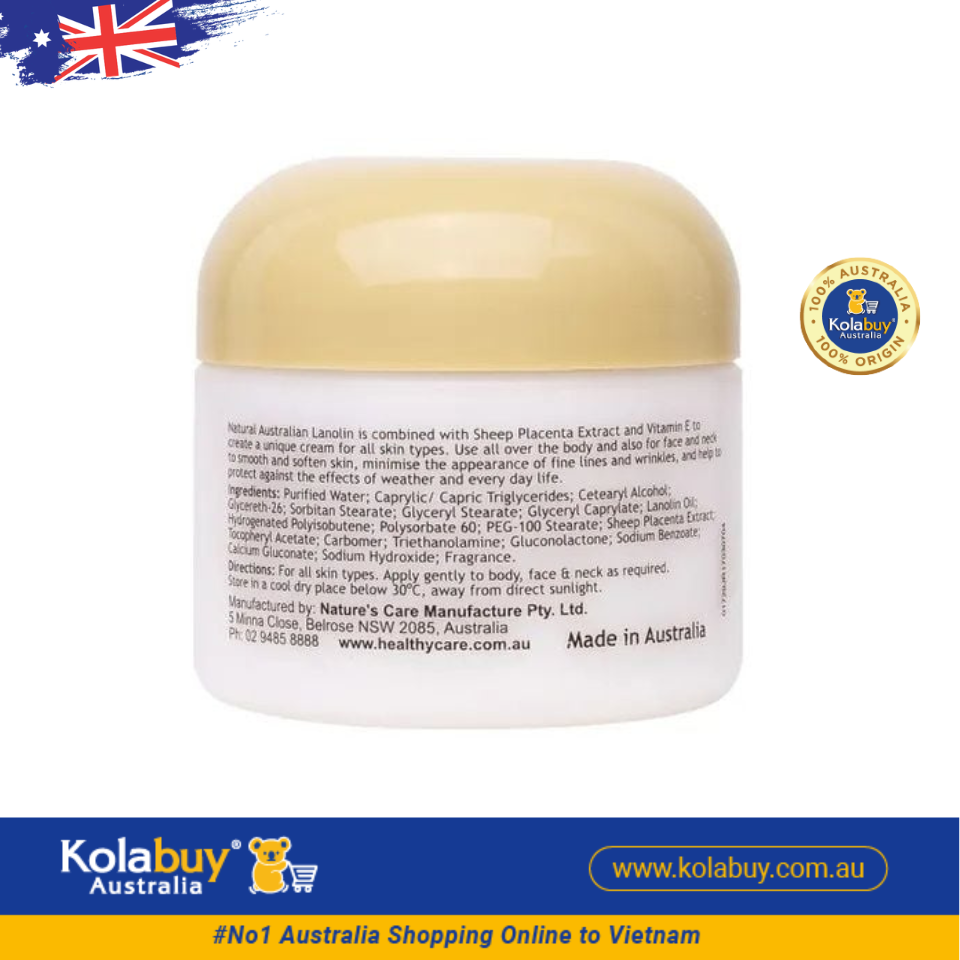 Kem dưỡng da nhau thai cừu Healthy Care Lanolin with Sheep Placenta Cream 100g