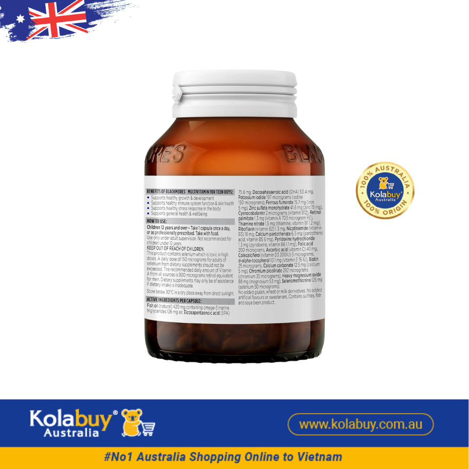 Viên uống Vitamin tổng hợp cho bé trai Blackmores Multivitamin For Teen Boys 60 viên