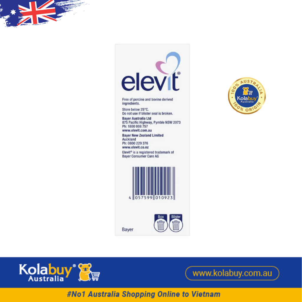 Viên uống bổ sung Vitamin tổng hợp Elevit bầu Úc Pre-conception and Pregnancy 100 viên