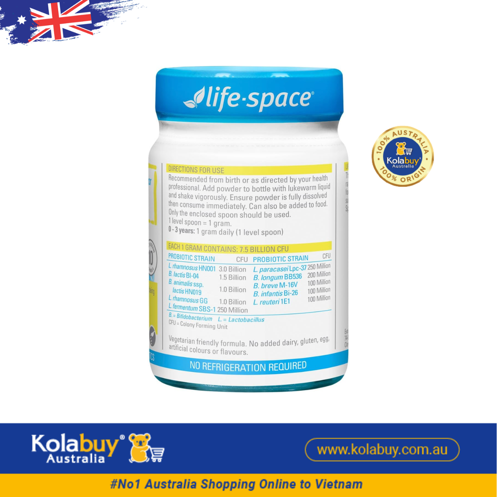 Men vi sinh cho bé 6 tháng 0 - 3 tuổi Life-Space Probiotic Powder for Baby 60g