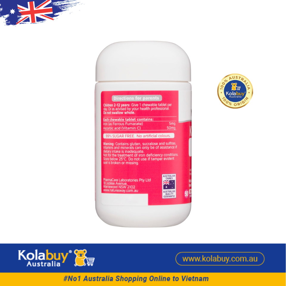 Nature's Way Kids Smart Iron Vitamin C Chewable 50 Tablets