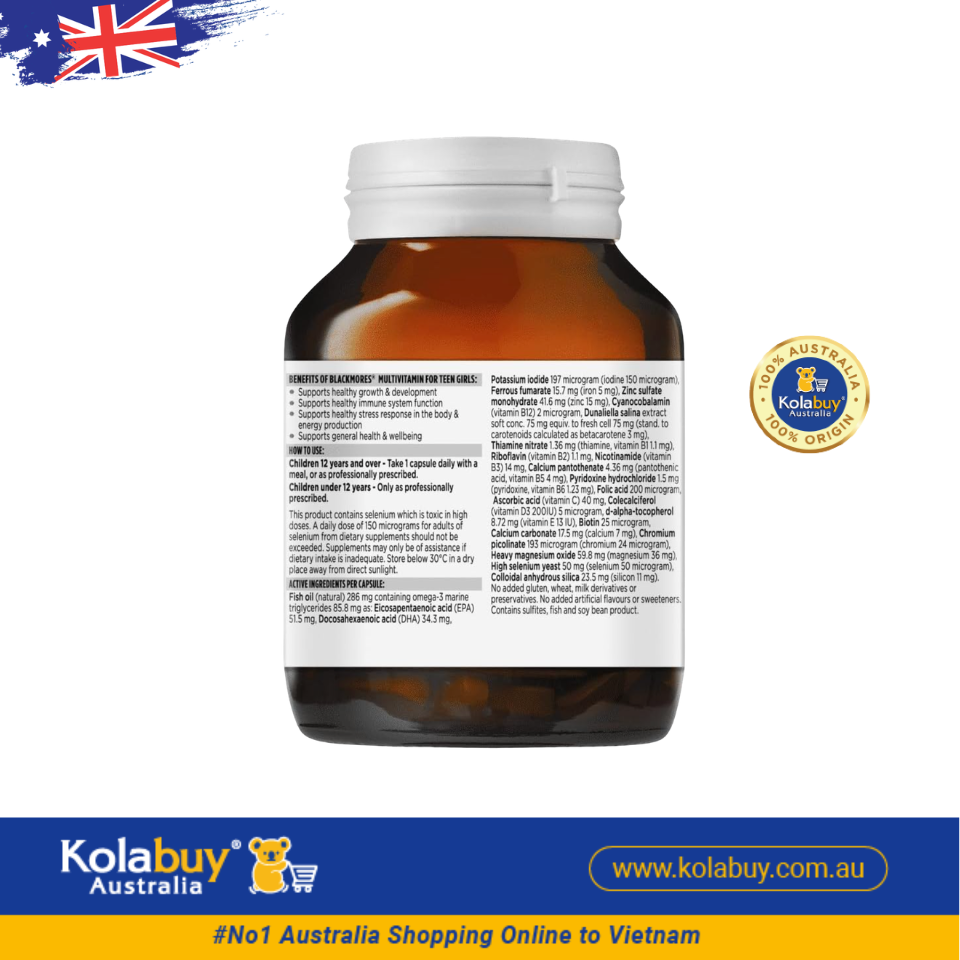 Viên uống Vitamin tổng hợp cho bé gái Blackmores Multivitamin For Teen Girls 60 viên
