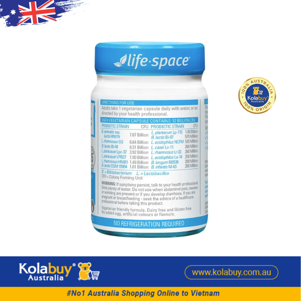 Viên uống vi sinh cho người lớn Life-Space Broad Spectrum Probiotic 60 viên
