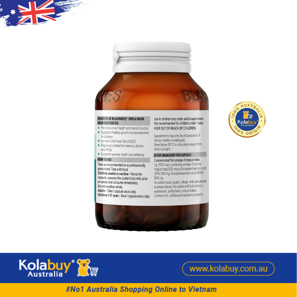 Viên uống Blackmores Omega Brain High DHA Fish oil 60 viên