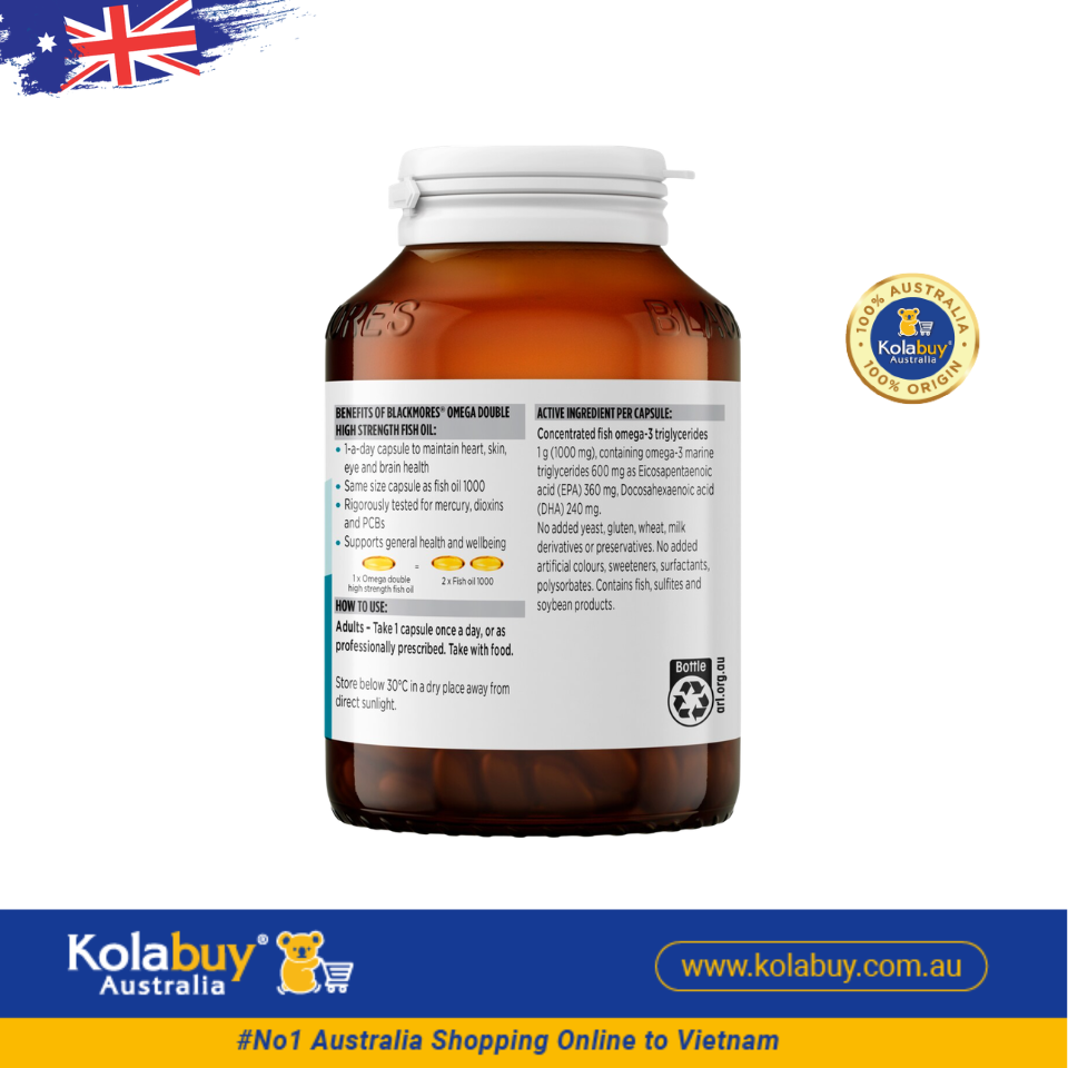 Viên Uống Dầu Cá Blackmores Omega Double High Strength Fish Oil 90 Viên