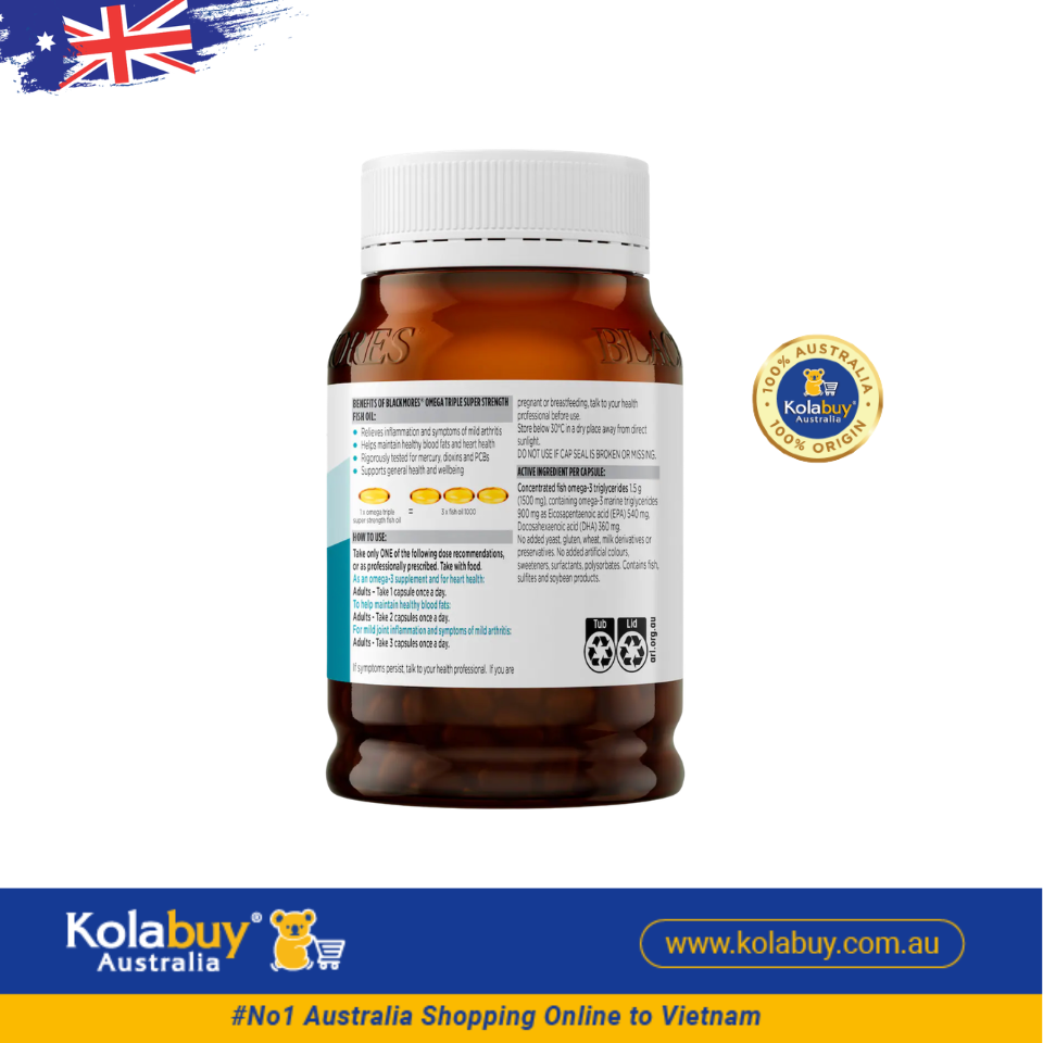 Viên uống bổ sung dầu cá Blackmores Omega Triple Super Strength Fish Oil 150 viên