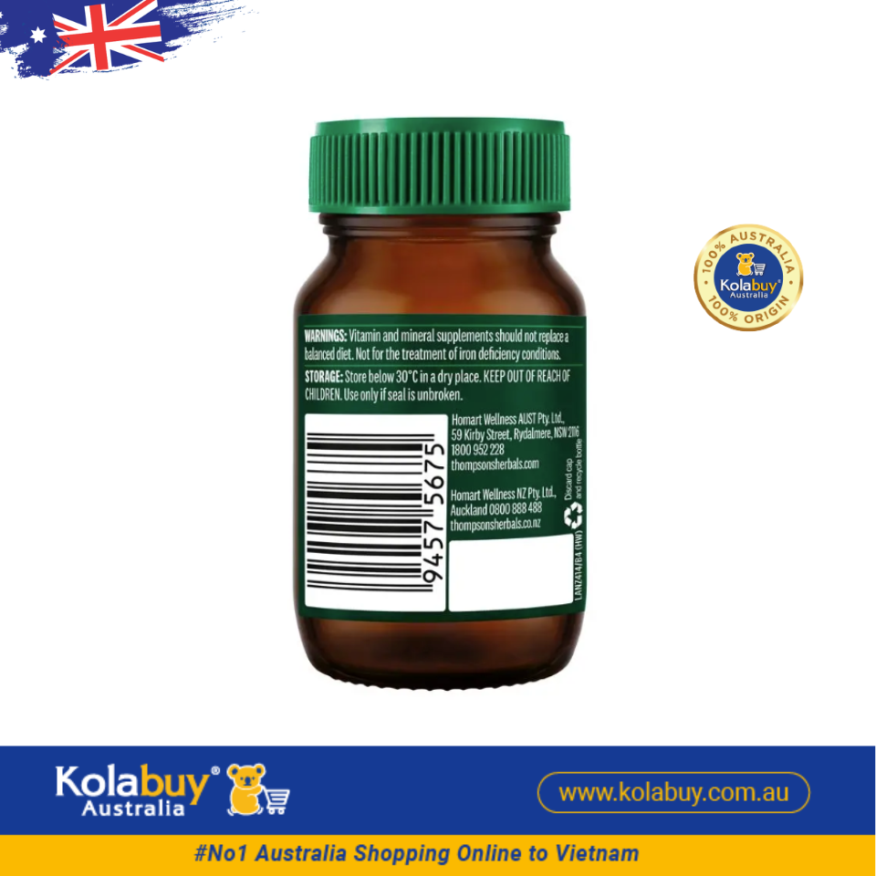 Viên uống Thompson's Organic Iron 24mg 30 viên
