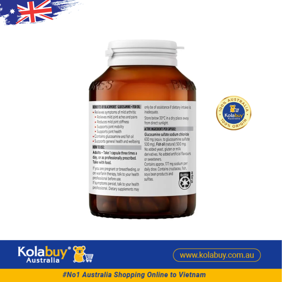 Viên uống bổ xương khớp Blackmores Glucosamine + Fish Oil 90 viên