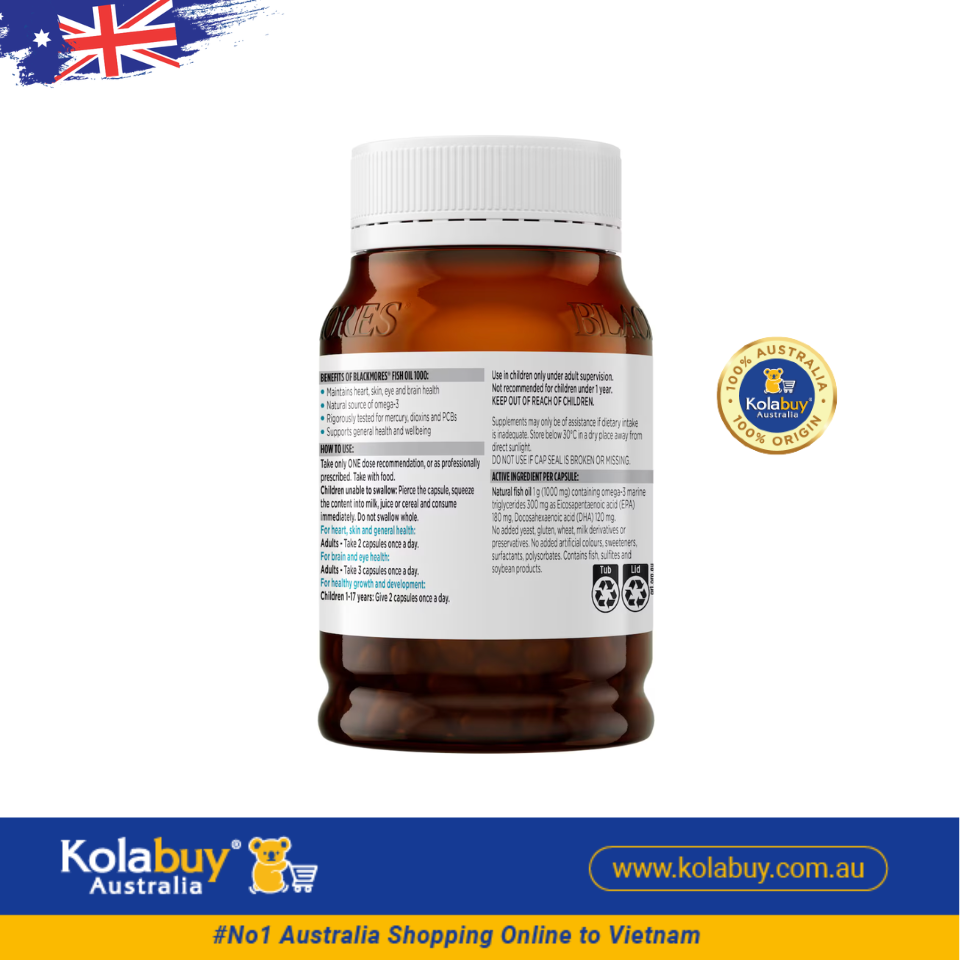 Viên uống bổ sung dầu cá Blackmores Fish Oil 1000mg Omega-3 200 viên