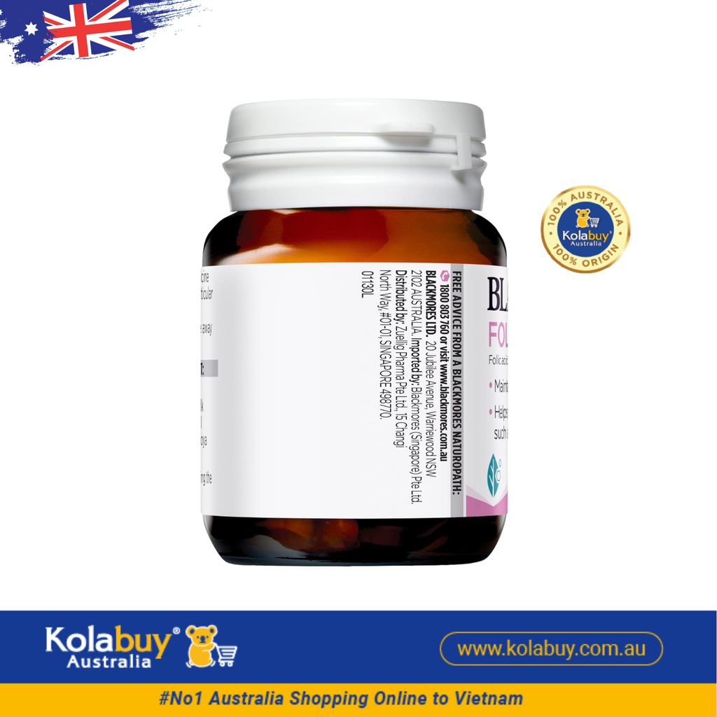 Viên uống Bổ sung Axit Folic cho bà bầu Blackmores Folate 500mcg 90 viên