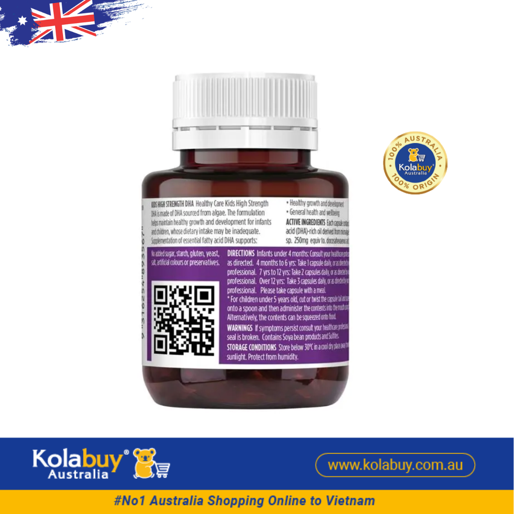 Viên uống Bổ sung DHA cho bé Healthy Care Kids DHA 60 viên