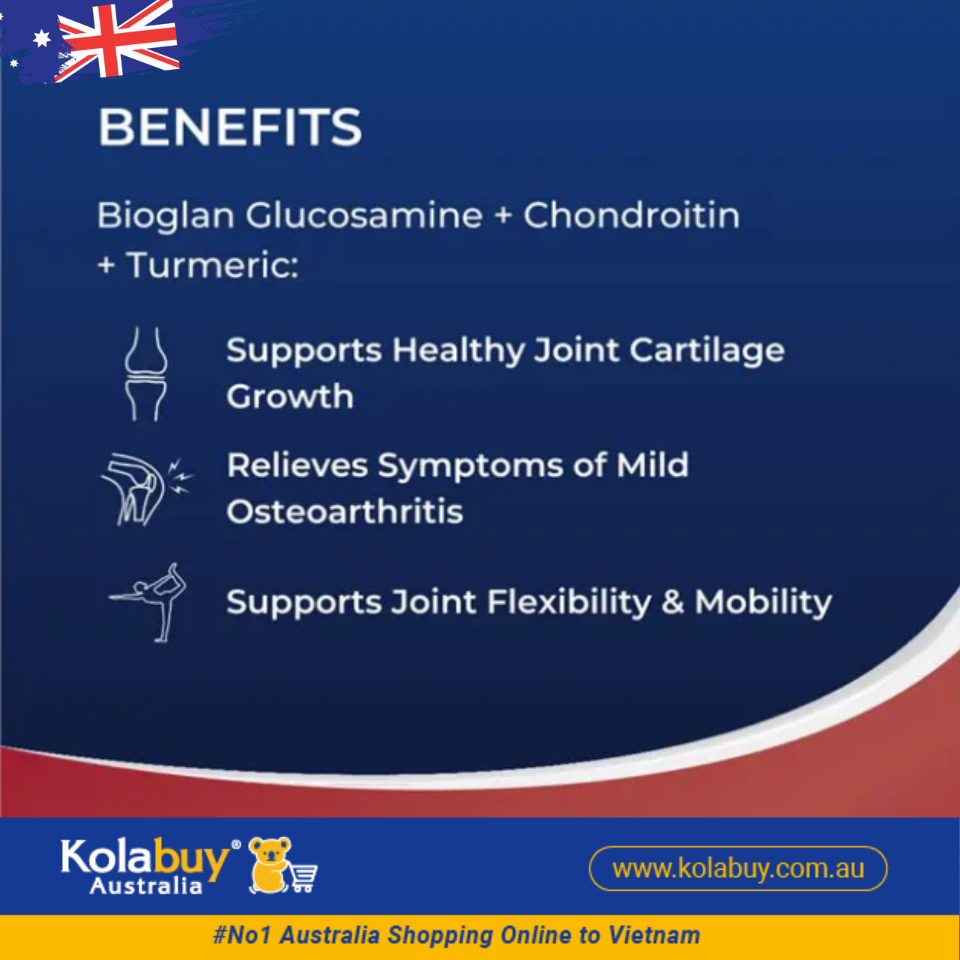 Viên uống bổ xương khớp Bioglan Glucosamine Chondroitin + Turmeric 120 viên