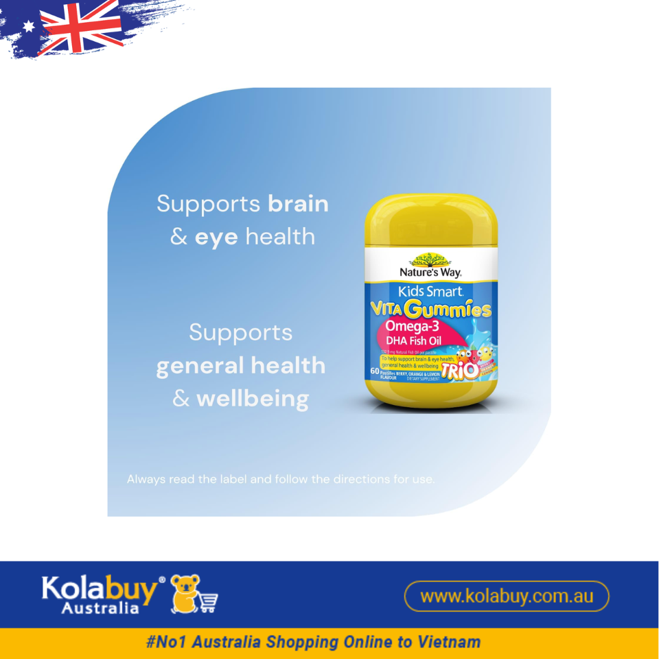 Kẹo dẻo Bổ sung Omega Nature's Way Kids Smart Vita Gummies Omega Fish Oil 60 viên