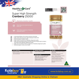 Viên uống bổ thận và đường tiết niệu Healthy Care Cranberry 25000mg 90 viên