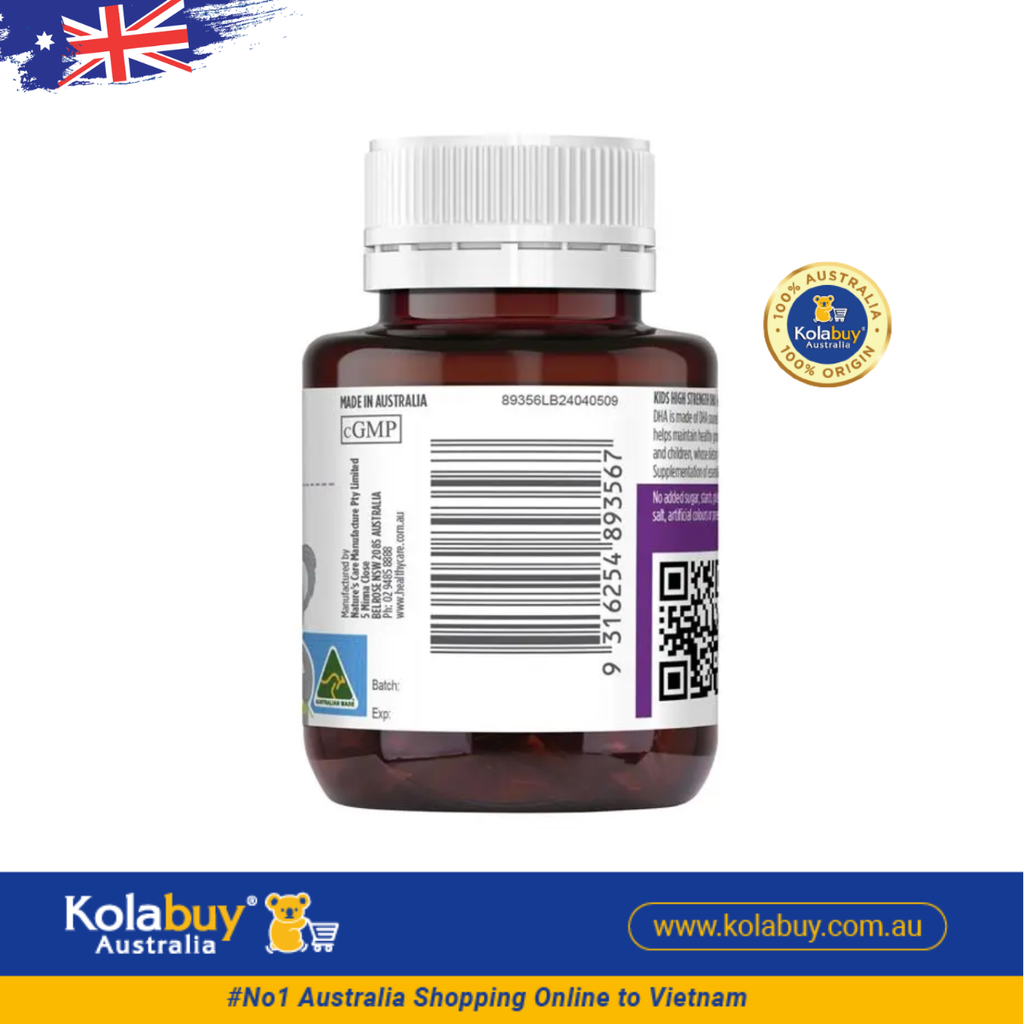Viên uống Bổ sung DHA cho bé Healthy Care Kids DHA 60 viên