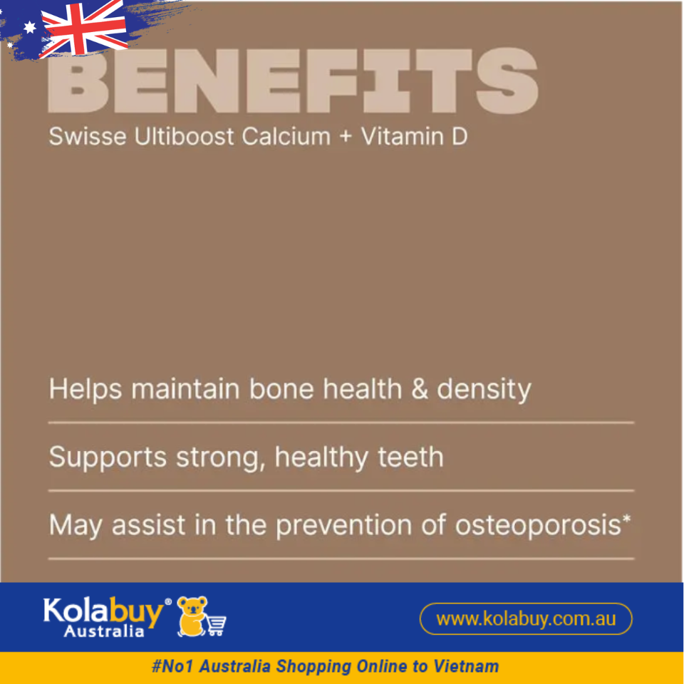 Viên uống chống loãng xương bổ sung Canxi Swisse Ultiboost Calcium + Vitamin D 150 Viên