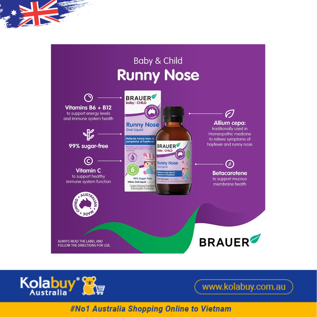 Siro Trị sổ mũi cho bé Brauer Baby & Child Runny Nose Oral Liquid 100ml
