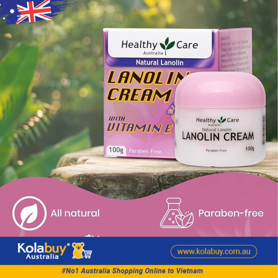 Kem dưỡng da Nhau thai cừu Healthy Care Natural Lanolin & Vitamin E Cream 100g