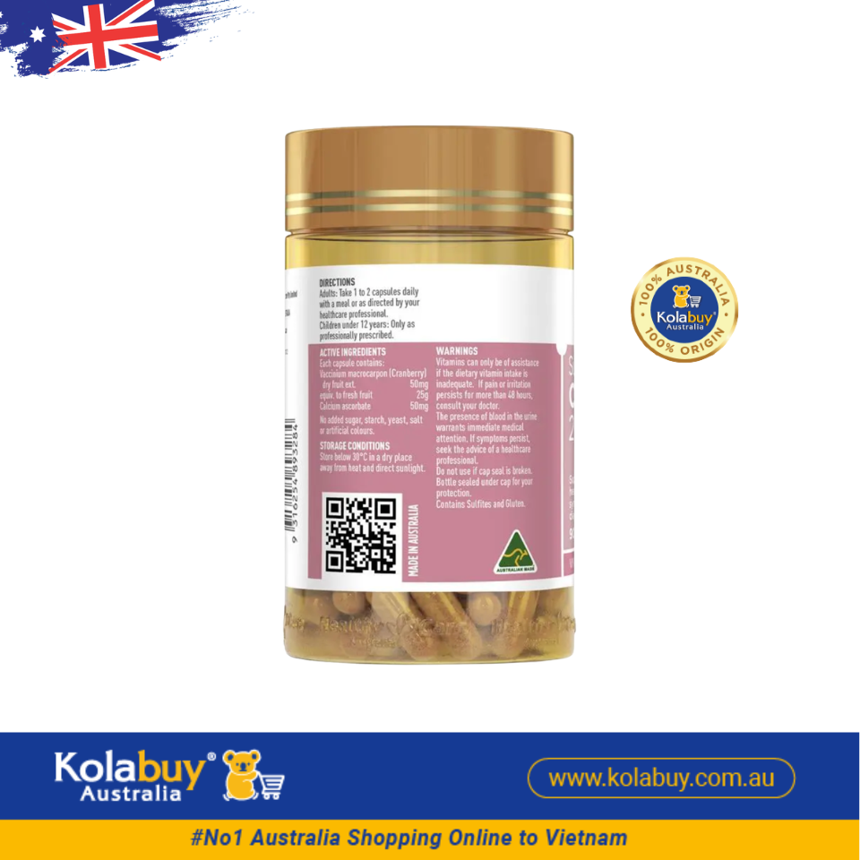 Viên uống bổ thận và đường tiết niệu Healthy Care Cranberry 25000mg 90 viên