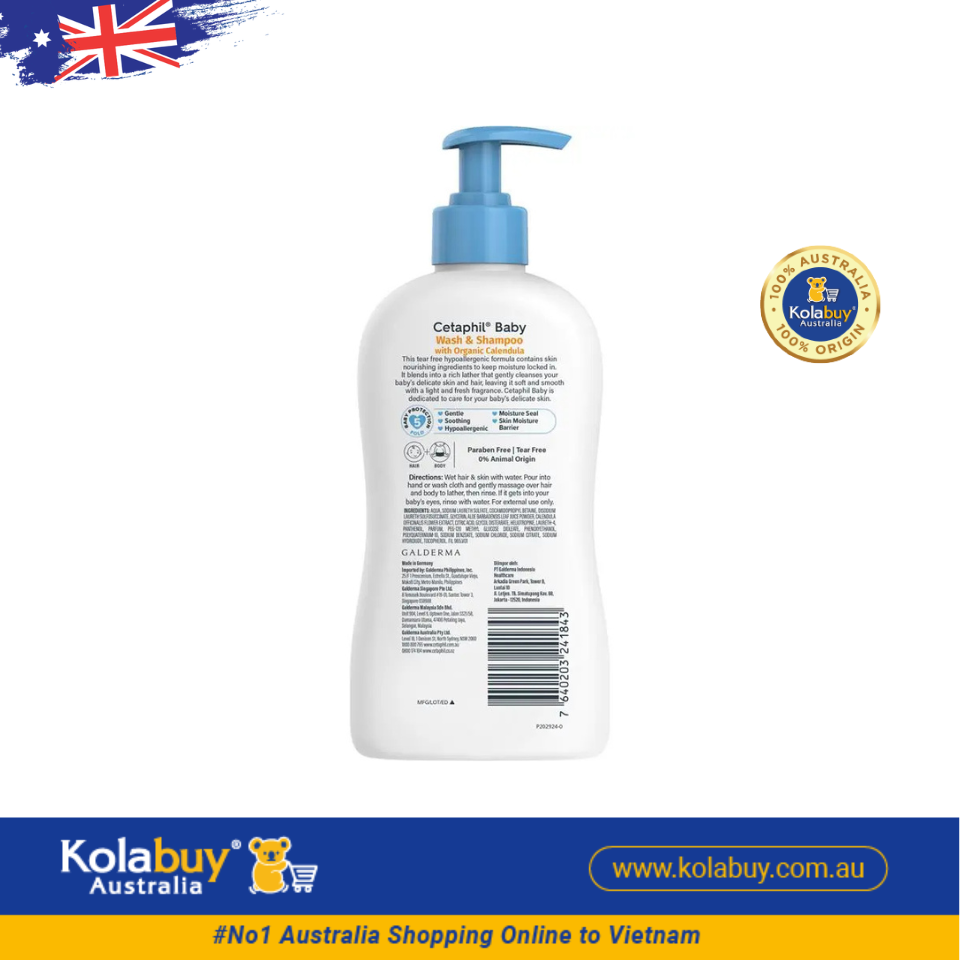 Sữa tắm Cetaphil baby wash & shampoo with organic calendula 400ml