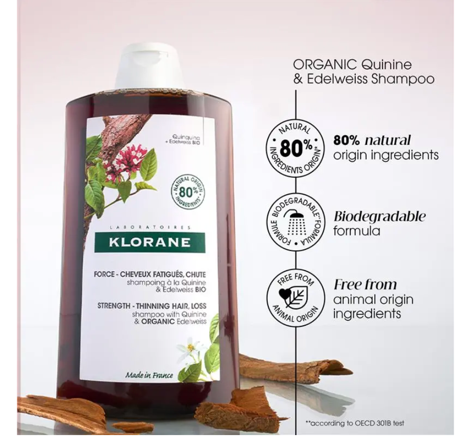 Klorane Strengthening Quinine & Organic Edelweiss Shampoo 400ml
