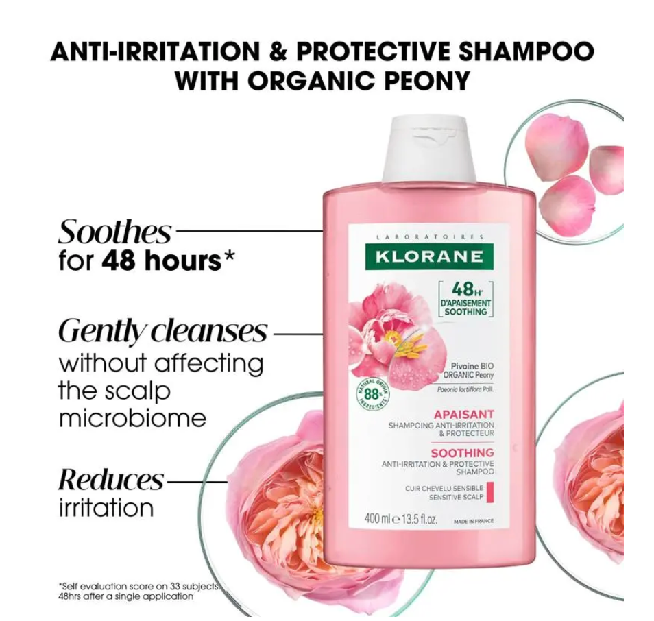 Klorane Soothing Shampoo with Peony 400ml - Sensitive Scalp