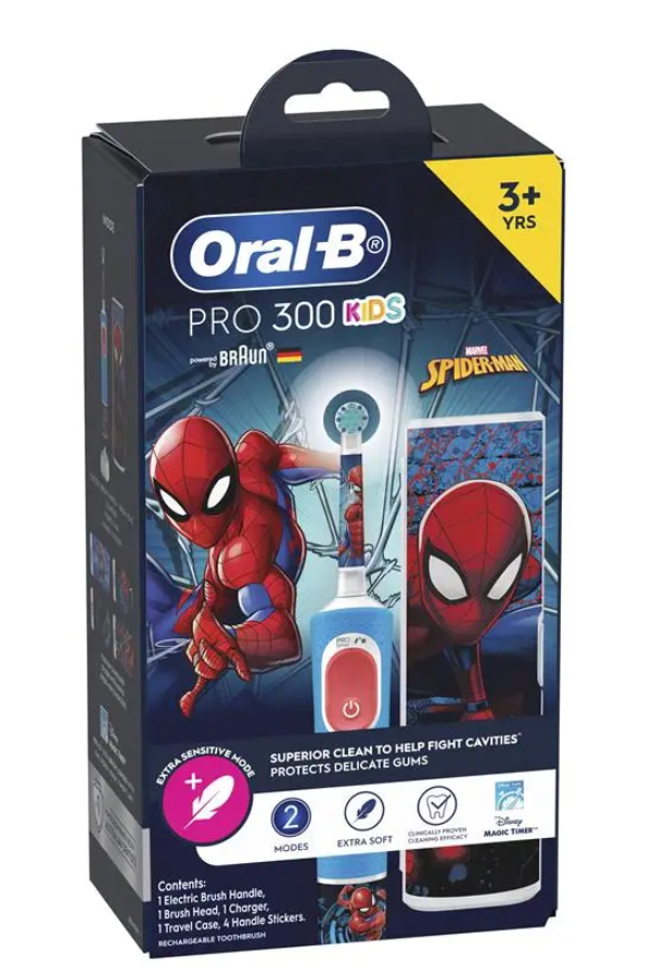 Bàn chải điện cho bé Spiderman - Oral B Power Toothbrush Pro 300 Kids Spiderman