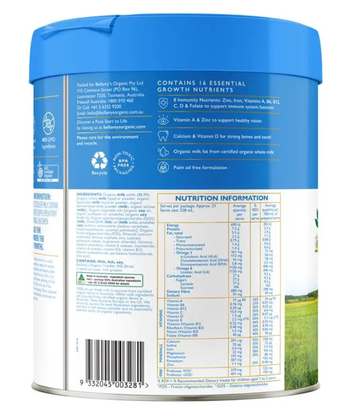 Bellamys Step 3 Toddler Milk Drink 800g