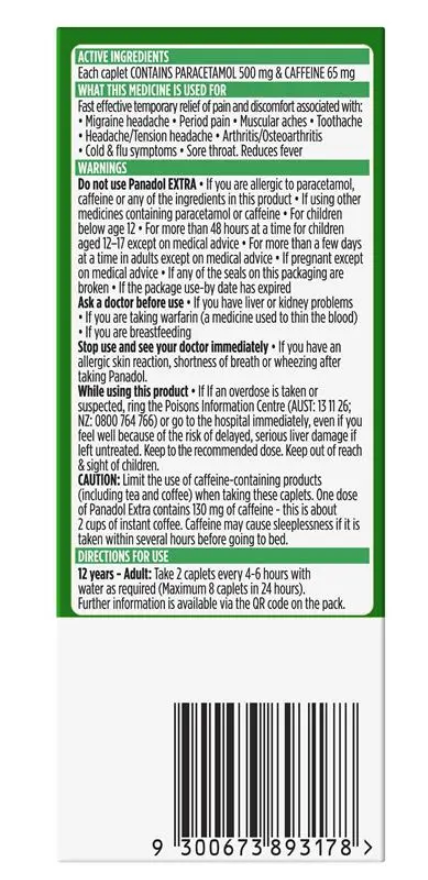 Panadol Extra Paracetamol Pain Relief 16 Caplets