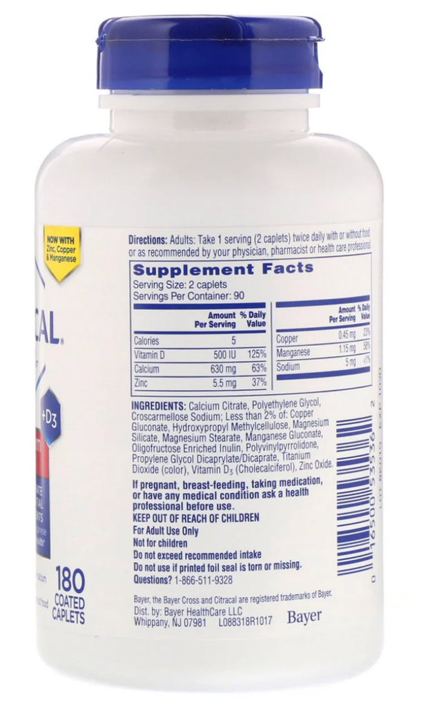 Citracal Maximum Plus +D3 180 Coated Caplets