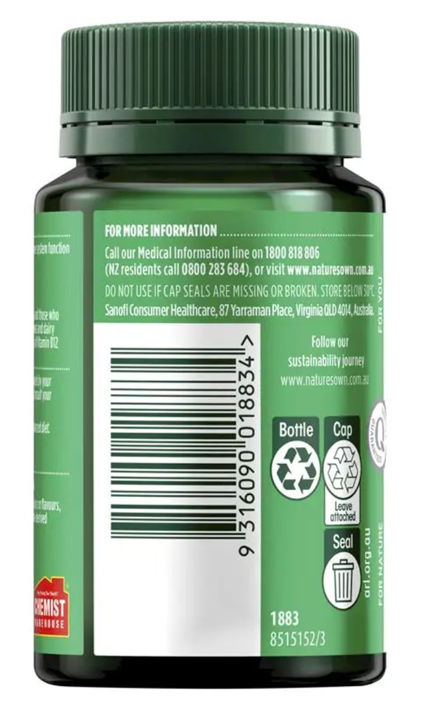 Nature's Own High Strength Vitamin B12 1000mcg 120 Tablets Exclusive Size