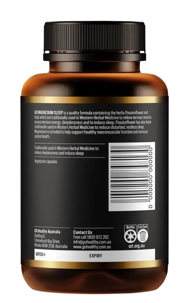 Go Healthy Magnesium Sleep 120 Vege Capsules Exclusive Size