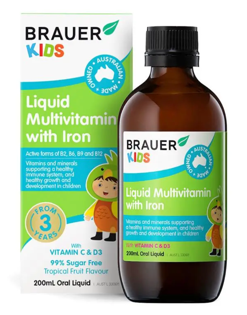 Brauer Kids Liquid Multivitamin with Iron 200ml