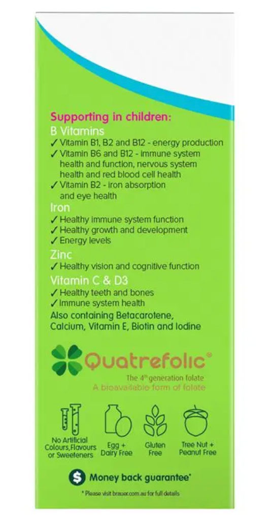 Brauer Kids Liquid Multivitamin with Iron 200ml