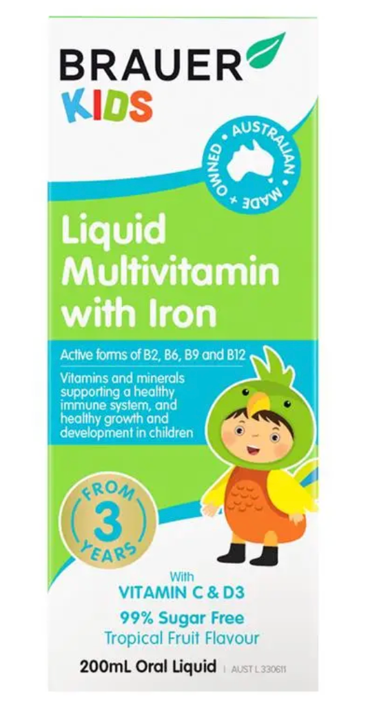 Brauer Kids Liquid Multivitamin with Iron 200ml