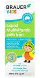 Brauer Kids Liquid Multivitamin with Iron 200ml
