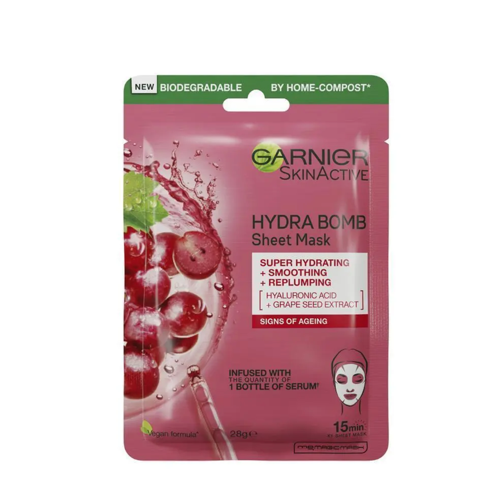 Garnier Hydra Bomb Hyaluronic Acid + Grape Seed Anti Ageing Sheet Mask