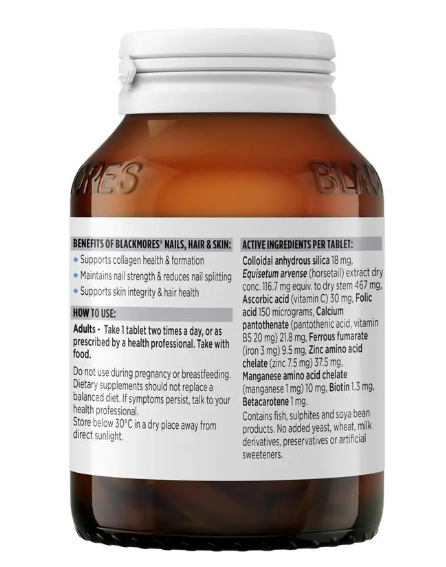 Viên uống hỗ trợ đẹp da, móng và tóc Blackmores Nails Hair and Skin 180 viên