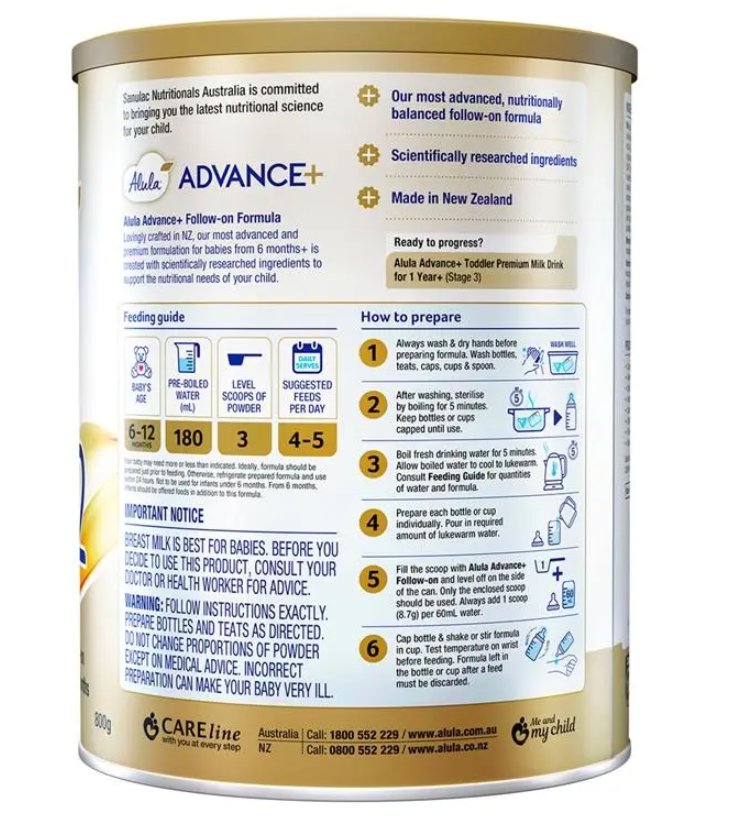 Sữa Alula Advance+ Stage 2 Follow On Formula 6-12 Months 800g