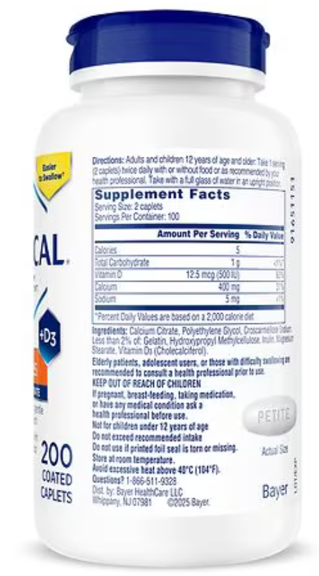 Citracal Maximum Plus Calcium Citrate + D3 200 caplets.