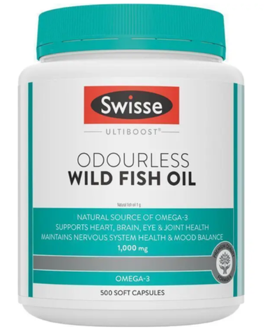 Swisse Ultiboost Odourless Wild Fish Oil 1000mg 500 Capsules Exclusive Size