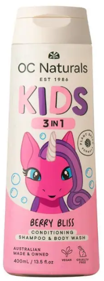 Organic Care Kids 3in1 Shampoo Conditioner Body Wash Berry Bliss 400ml